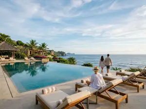 Resort infinity pool overlooking the ocean